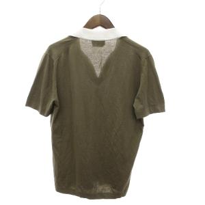 HERMES シャツ スキッパー 半袖 コットン 無地 茶 ブラウン M SM0 AA