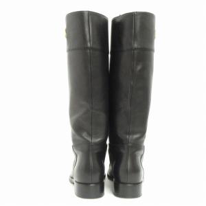 DOLCE&GABBANA ロングブーツ プレート レザー 10777 黒 ブラック 38.5 25.5cm位 SM1