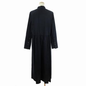 HOUSE OF LOTUS シャツワンピース ロング丈 長袖 バンドカラー コットン 10121-12-517 紺 ネイビー M SM1