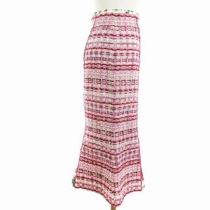 leur logette マーメイドスカート ロング ミモレ丈 ツイード フラワー 花柄 切替 ピンク 0 XS位 SM1