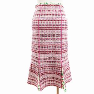 leur logette マーメイドスカート ロング ミモレ丈 ツイード フラワー 花柄 切替 ピンク 0 XS位 SM1