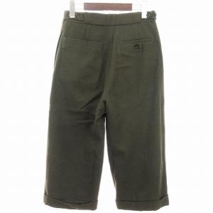 MHL. タックパンツ ワイド クロップド丈 ウール混 カーキ グリーン 緑 1 S位 SM1