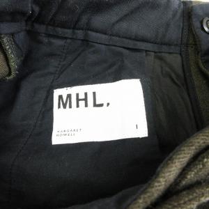 MHL. タックパンツ ワイド クロップド丈 ウール混 カーキ グリーン 緑 1 S位 SM1