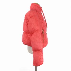 MICHAEL Michael Kors 美品 パファーダウンジャケット 長袖 クロップド ロゴ 総柄 MH1204A3D ピンク XXS