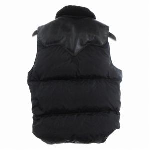 Rocky Mountain FeatherBed クリスティーベスト ダウンベスト ナイロン レザー 切替 黒 ブラック 36 XS位 アウター