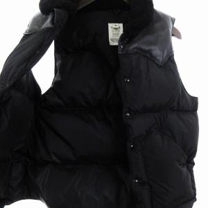 Rocky Mountain FeatherBed クリスティーベスト ダウンベスト ナイロン レザー 切替 黒 ブラック 36 XS位 アウター