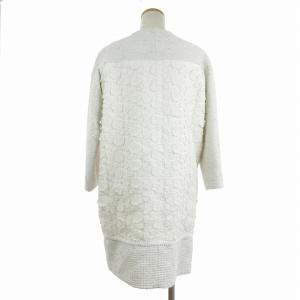 leur logette ノーカラーコート ミドル丈 長袖 ラメツイード レース 刺繍 01190 白 ホワイト 1 S位 SM1