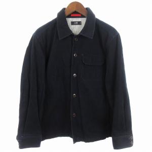HOMME シャツ ジャケット ヘビーオンス ステンカラー ネイビー 紺 48 L位 SM1