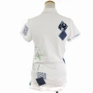 POLO RALPH LAUREN ポロシャツ 半袖 鹿の子 パッチワーク ポニー 刺しゅう ホワイト 白 XS SM1