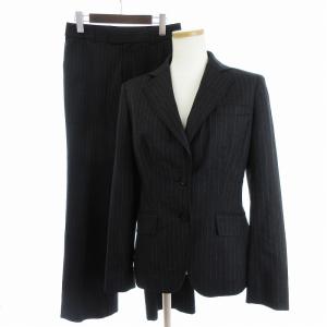 vingt-trois スーツ セットアップ テーラードジャケット シングル 2B パンツ スラックス ストライプ 黒 ブラック