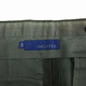 INCOTEX × BEAMS ビームズ SUPER100s スラックス パンツ センタープレス カーキ グリーン 緑 46 S位 SM1