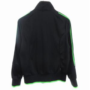 adidas トラックジャケット ジャージ 3本ライン ブラック 黒 グリーン 緑 S SM1