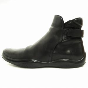 PRADA SPORT ショートブーツ アンクル シューズ ベルクロ プレーントゥ レザー ブラック 7 1