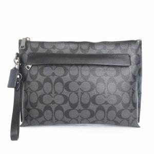 シグネチャー クラッチバッグ セカンド PVC 総柄 F29508 黒 ブラック 鞄