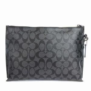 COACH シグネチャー クラッチバッグ セカンド PVC 総柄 F29508 黒 ブラック 鞄