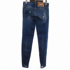 DSQUARED2 17年 SUPER skinny jean デニムパンツ ジーンズ スキニー ダメージ加工 ペイント コットン S72LB0006