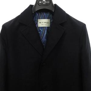 ETRO 中綿 チェスターコート ミドル丈 ペイズリー 裏総柄 裏シルク 46 ブラック