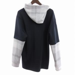 BLACK LABEL CRESTBRIDGE プルオーバーパーカー 長袖 切替 チェック 51P79-569-28 紺 ネイビー グレー L SM1