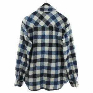 REMI RELIEF シャツ カジュアル 長袖 チェック 厚手 紺 白系 ネイビー アイボリー L SM1