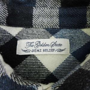 REMI RELIEF シャツ カジュアル 長袖 チェック 厚手 紺 白系 ネイビー アイボリー L SM1