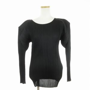 美品 イッセイミヤケ カットソー Tシャツ 長袖 クルーネック PP04-JK602 ブラック 黒 3 L位 SM1