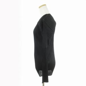 PLEATS PLEASE ISSEY MIYAKE 美品 イッセイミヤケ カットソー Tシャツ 長袖 クルーネック PP04-JK602 ブラック 黒 3 L位 SM1