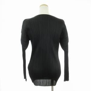 PLEATS PLEASE ISSEY MIYAKE 美品 イッセイミヤケ カットソー Tシャツ 長袖 クルーネック PP04-JK602 ブラック 黒 3 L位 SM1