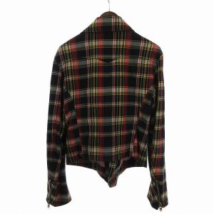 VIVIENNE WESTWOOD MAN ライダースジャケット ダブル ウール チェック ジップアップ 4345-1502 レッド 44