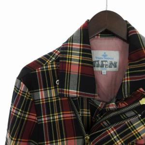 VIVIENNE WESTWOOD MAN ライダースジャケット ダブル ウール チェック ジップアップ 4345-1502 レッド 44