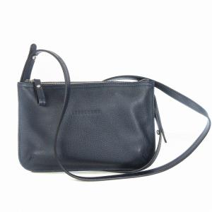Longchamp ショルダーバッグ ミニ ジップ開閉 ロゴ レザー ネイビー 鞄 SM1