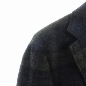 BARNEYS NEW YORK MOON テーラードジャケット ブレザー スリット チェック ウール 青 緑 50 XXL トップス SM1