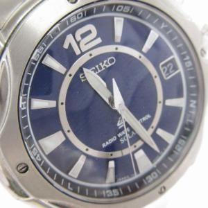 SEIKO IGNITION 腕時計 アナログ 電波ソーラー デイト 7B22-0AA0 文字盤 紺 ネイビー ウォッチ SM1