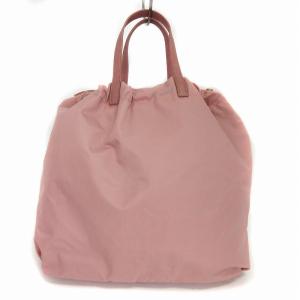 トートバッグ ショルダー 2way 巾着 ナイロン レザー ロゴ ピンク 鞄 