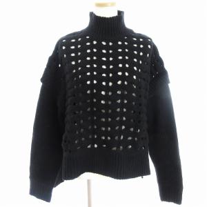 23AW ツイストニットトップ セーター 長袖 パンチング ハイネック ブラック 黒 36 S位