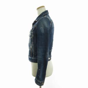 DSQUARED2 19SS デニムジャケット Gジャン コットン ペイント ダメージ加工 ストレッチ S75AM0647 S30342 インディゴ