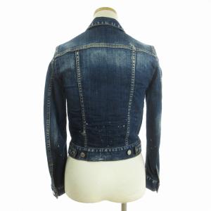DSQUARED2 19SS デニムジャケット Gジャン コットン ペイント ダメージ加工 ストレッチ S75AM0647 S30342 インディゴ
