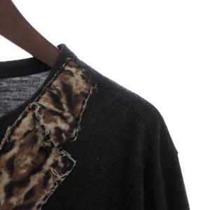 COMME des GARCONS HOMME PLUS 2009年製 ニットソー 長袖 レオパード柄 ウール PD-T028 黒 ブラック M SM3