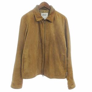 スエード ジップアップジャケット ブルゾン スエード ゴートレザー ヤギ革 ブラウン 茶 48 L位