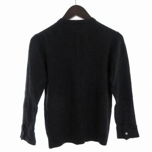 BURBERRY BLACK LABEL ニット セーター 長袖 ハーフボタン ウール ワンポイント 刺繍 BMT98-107-06 グレー 2 M