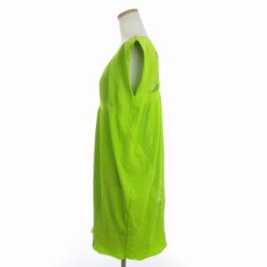 me ISSEY MIYAKE ノースリーブワンピース メッシュ ストレッチ 無地 MI44KT252 黄緑