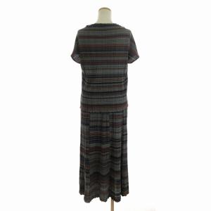 JURGEN LEHL セットアップ Tシャツ カットソー 半袖 スクエアネック フレアスカート ロング丈 コットン ボーダー マルチカラー M