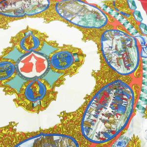 HERMES L'ENTENTE CORDIALE 仏英同盟 カレ90 スカーフ シルク 総柄 赤 レッド 小物 AA