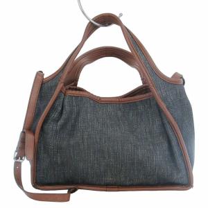 STELLA McCARTNEY クロスボディバッグ トート ショルダー パンチング デニム生地 エコレザー ポーチ付き 513860 ブラック系 黒系 鞄