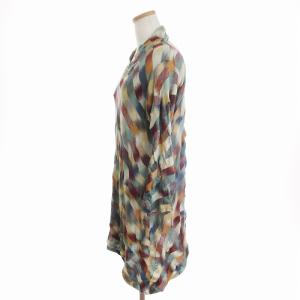 JURGEN LEHL チュニック 長袖 Vネック コットン 総柄 マルチカラー