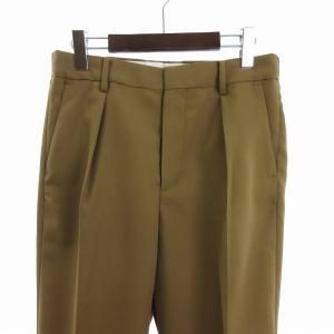 TOMORROWLAND 美品 23AW ポリエステルウールギャバジン サイドアジャスターパンツ ワンタック 無地 ジッパーフライ 63043404004