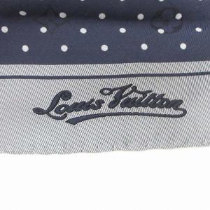 LOUIS VUITTON ハンカチ モノグラム ドット 総柄 シルク 紺 ネイビー AA