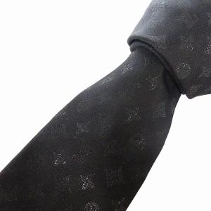 23年 モノグラム シャドウ イブニング タイ ネクタイ レギュラータイ シルク 総柄 ブラック