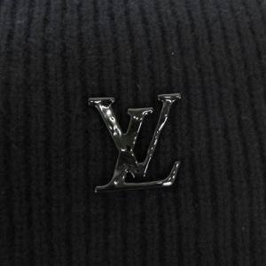 LOUIS VUITTON 22年製 エシャルプ LV アヘッド マフラー カシミヤ ロゴ プレート M77968 ブラック