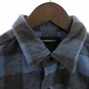 PHENOMENON シャツアウター 長袖 チェック コットン 青 ブルー XL