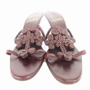 Christian Louboutin サンダル ヒール 装飾 茶 ブラウン 36 23.0 靴